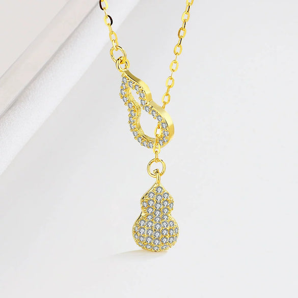 Wholesale Jewelry 925 Sterling Silver Double Gourd Electroplated Necklace For Women