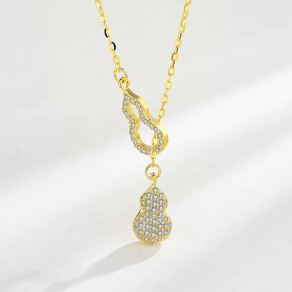 Wholesale Jewelry 925 Sterling Silver Double Gourd Electroplated Necklace For Women