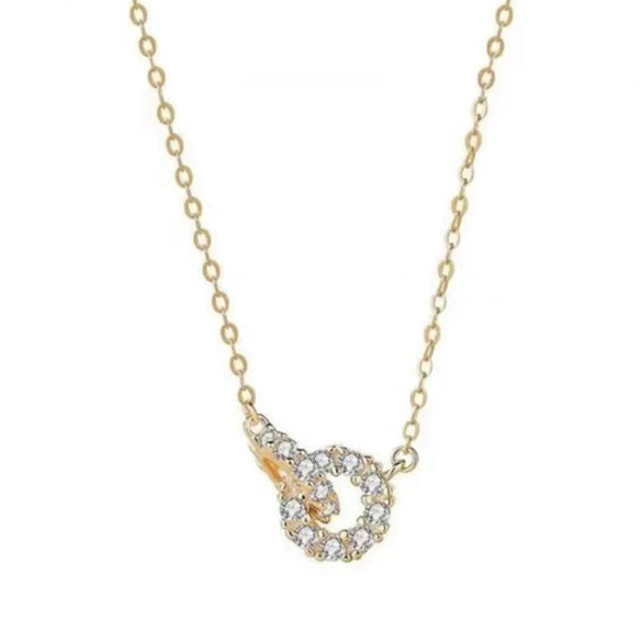 Wholesale Jewelry 925 Sterling Silver Doublering Ochain Clavicle Chain With Geometric Pattern And 18K Gold Plated For Women