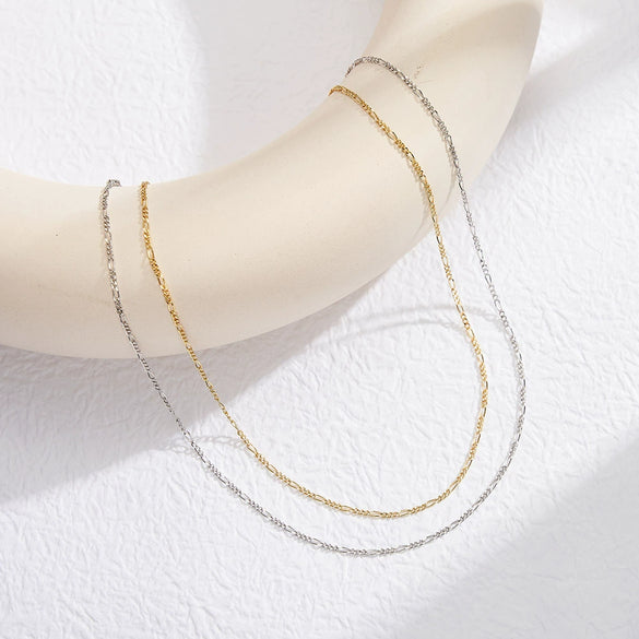 Wholesale Jewelry 925 Sterling Silver Figaro Chain Electroplated Women's Necklace