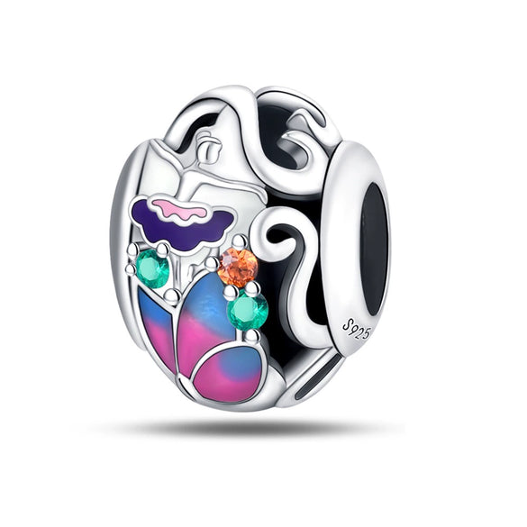 Wholesale Jewelry 925 Sterling Silver Flower Fairy Crystal Beads Charm Accessories Dripping Oil Original Design Animal Style