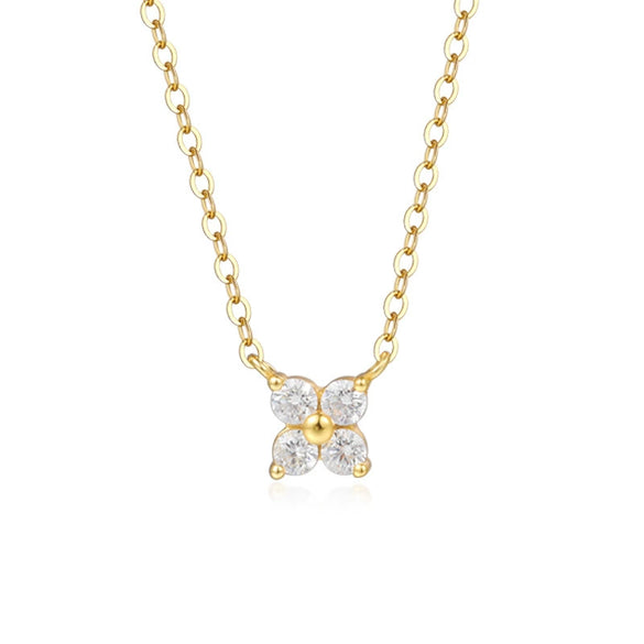 Wholesale Jewelry 925 Sterling Silver Fourleaf Clover Butterfly Geometric Flower Inlaid Zircon Pendant Necklace For Women