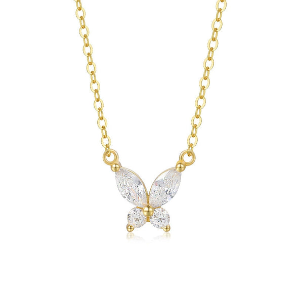 Wholesale Jewelry 925 Sterling Silver Fourleaf Clover Butterfly Geometric Flower Inlaid Zircon Pendant Necklace For Women