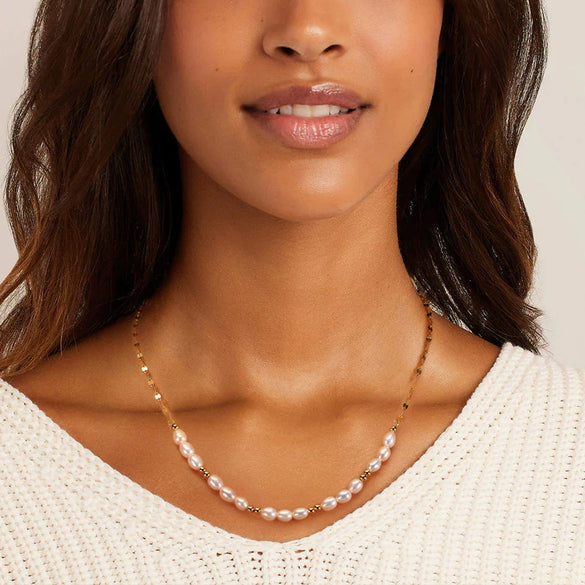 Wholesale Jewelry Sterling Silver Freshwater Pearl Necklace With Geometric Design And Electroplating For Women