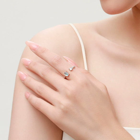 Wholesale Jewelry 925 Sterling Silver Geometric Asymmetrical Pattern Open Ring For Women