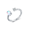 Wholesale Jewelry 925 Sterling Silver Geometric Asymmetrical Pattern Open Ring For Women