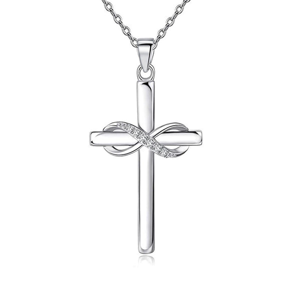 Wholesale Jewelry 925 Sterling Silver Geometric Cross Microinlaid Zircon Pendant Necklace For Women