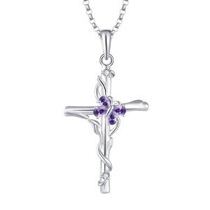 Wholesale Jewelry 925 Sterling Silver Geometric Cross Microinlaid Zircon Pendant Necklace For Women