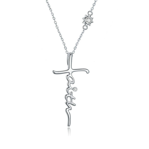 Wholesale Jewelry 925 Sterling Silver Geometric Cross Microinlaid Zircon Pendant Necklace For Women