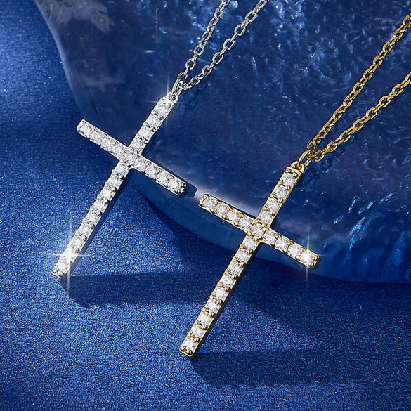 Wholesale Jewelry 925 Sterling Silver Geometric Cross Microinlaid Zircon Pendant Necklace For Women