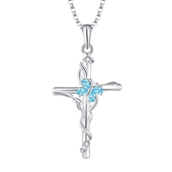 Wholesale Jewelry 925 Sterling Silver Geometric Cross Microinlaid Zircon Pendant Necklace For Women