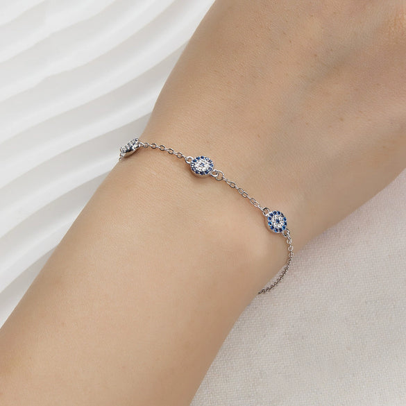 Wholesale Jewelry 925 Sterling Silver Geometric Devil's Eye Bracelet