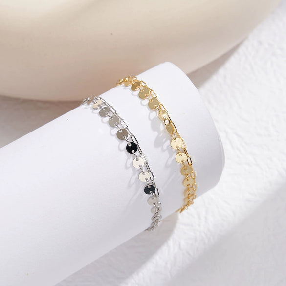 Wholesale Jewelry 925 Sterling Silver Geometric Doublelayer Stacked Bracelet Electroplated