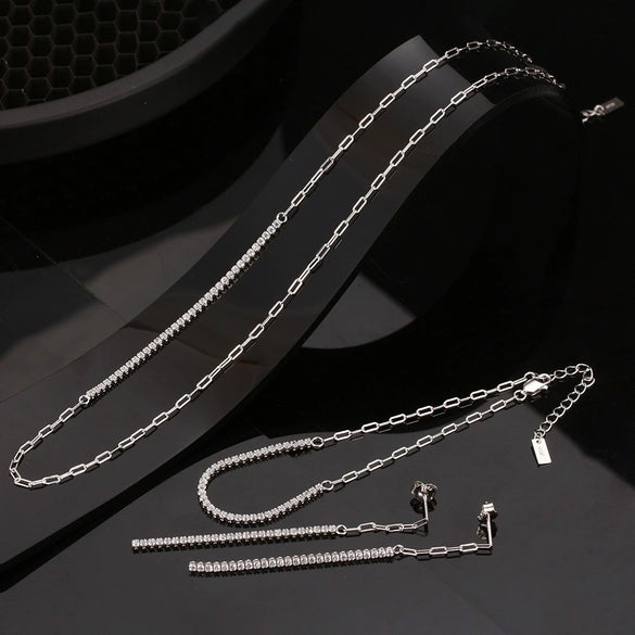 Wholesale Jewelry 925 Sterling Silver Geometric Fashion Electroplated Necklace For Women