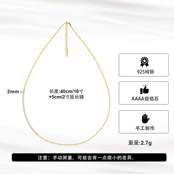 Wholesale Jewelry 925 Sterling Silver Geometric Fashion Electroplated Necklace For Women