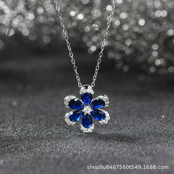 Wholesale Jewelry 925 Sterling Silver Geometric Flower Pendant Necklace For Women Electroplated