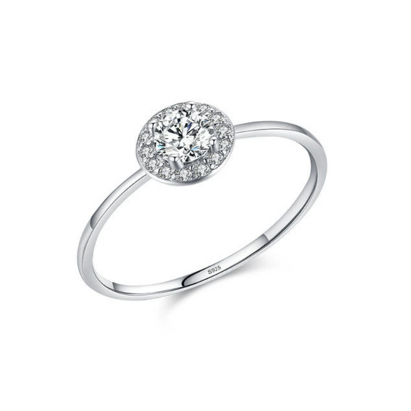 Wholesale Jewelry 925 Sterling Silver Geometric Inlaid Zircon Ring Light Luxury Style