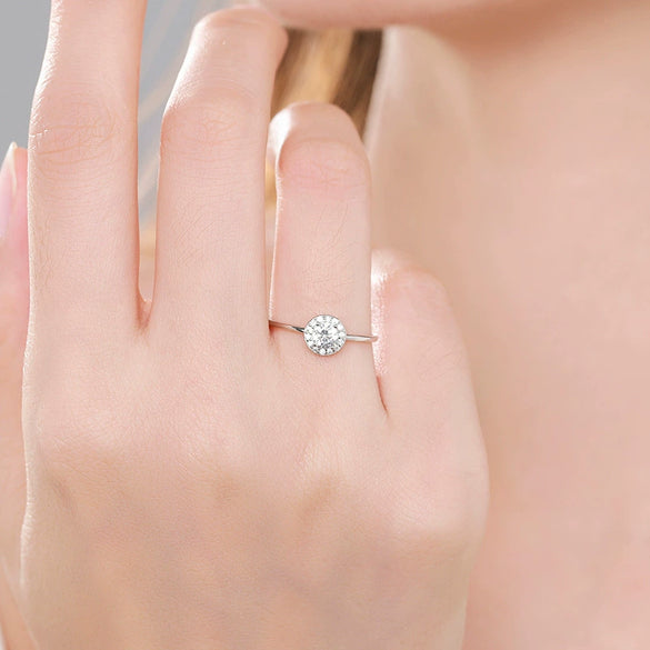 Wholesale Jewelry 925 Sterling Silver Geometric Inlaid Zircon Ring Light Luxury Style