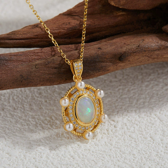 Wholesale Jewelry Sterling Silver Geometric Natural Gem Pendant Necklace For Women Set With Precious Stones