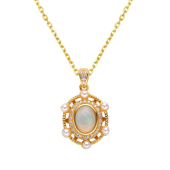 Wholesale Jewelry Sterling Silver Geometric Natural Gem Pendant Necklace For Women Set With Precious Stones