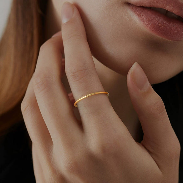 Wholesale Jewelry 925 Sterling Silver Geometric Simple Ring And Bracelet With Electroplating For Women