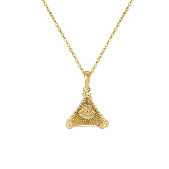 Wholesale Jewelry Sterling Silver Geometric Triangle Pyramid Devil's Eye Pendant Necklace
