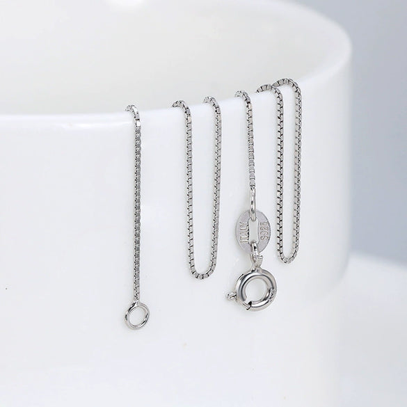 Wholesale Jewelry 925 Sterling Silver Geometry Style Box Chain Necklace Electroplated