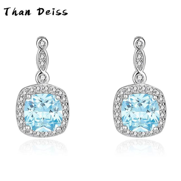 Wholesale Jewelry Sterling Silver Heart Ocean Blue Gemstone Geometric Light Luxury Threepiece Set