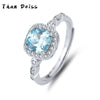 Wholesale Jewelry Sterling Silver Heart Ocean Blue Gemstone Geometric Light Luxury Threepiece Set