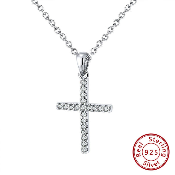 Wholesale Jewelry 925 Sterling Silver Heart Pendant Necklace With Cross Chain And Electroplating Unisex Cartoon Style