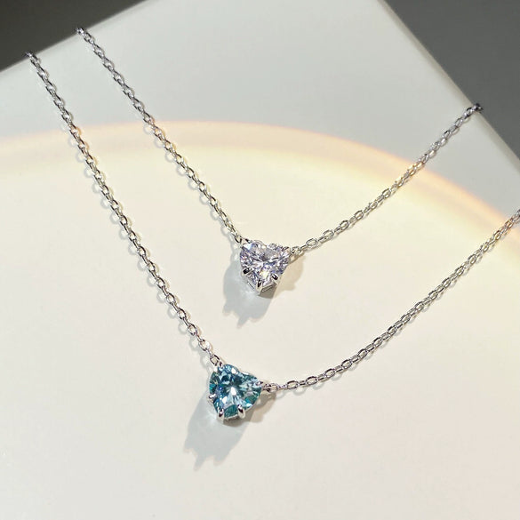 Wholesale Jewelry Sterling Silver Heart Pendant Ochain Necklace For Women Lovely Style Diamond Inlay