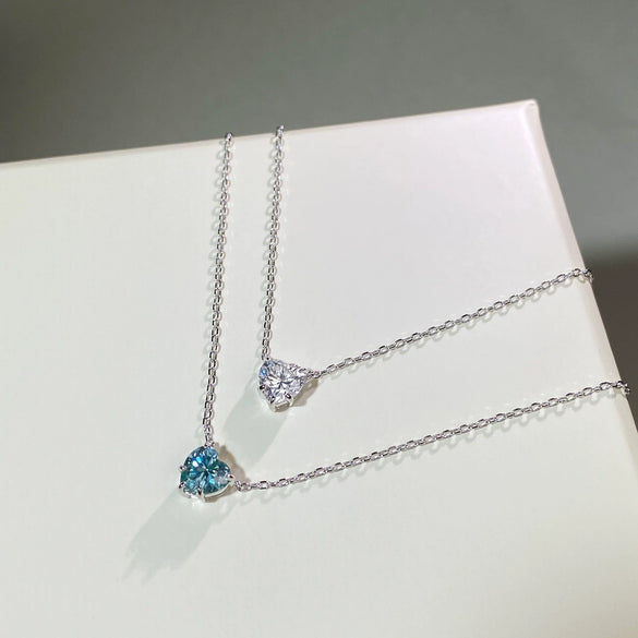 Wholesale Jewelry Sterling Silver Heart Pendant Ochain Necklace For Women Lovely Style Diamond Inlay