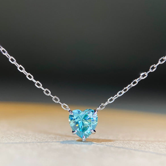 Wholesale Jewelry Sterling Silver Heart Pendant Ochain Necklace For Women Lovely Style Diamond Inlay