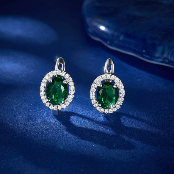 Wholesale Jewelry 925 Sterling Silver Inlaid Zircon Oval Square Geometric Earrings Necklace