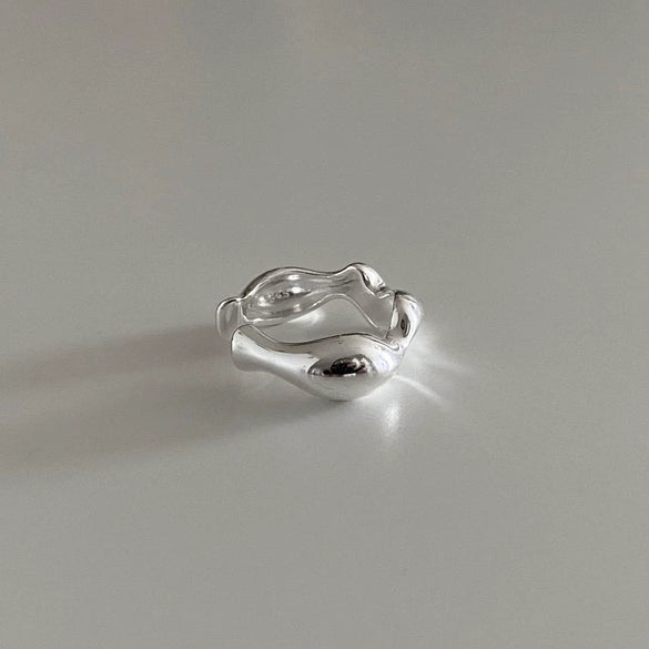 Wholesale Jewelry 925 Sterling Silver Irregular Heart Shaped Ring With Electroplating Design