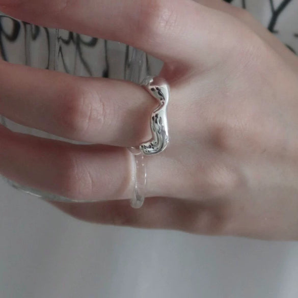 Wholesale Jewelry 925 Sterling Silver Irregular Heart Shaped Ring With Electroplating Design