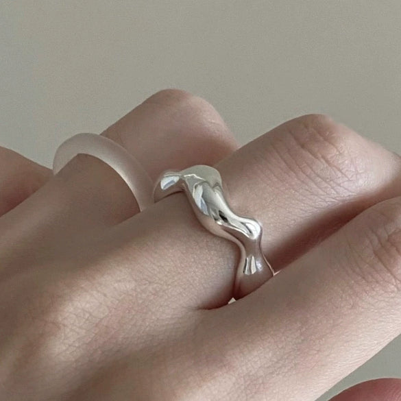 Wholesale Jewelry 925 Sterling Silver Irregular Heart Shaped Ring With Electroplating Design