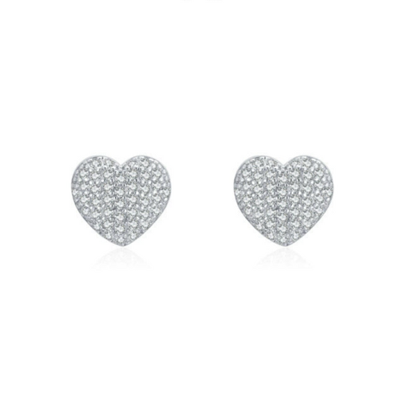 Wholesale Jewelry Sterling Silver Light Luxury Heart Shaped Micro Inlay Women's Ring And Earrings