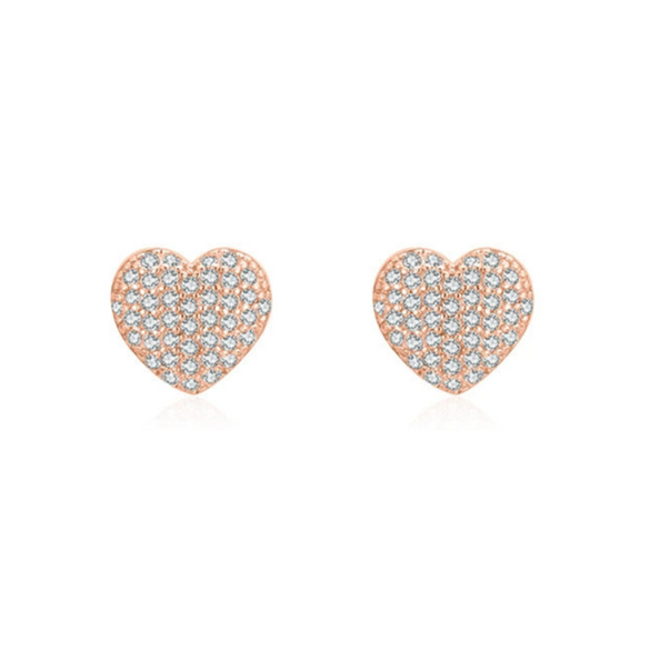 Wholesale Jewelry Sterling Silver Light Luxury Heart Shaped Micro Inlay Women's Ring And Earrings