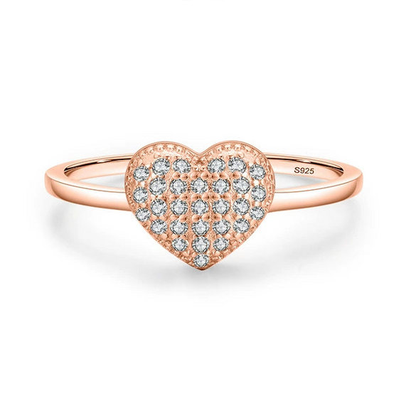 Wholesale Jewelry Sterling Silver Light Luxury Heart Shaped Micro Inlay Women's Ring And Earrings