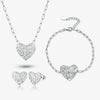 Wholesale Jewelry 925 Sterling Silver Love Heart Water Drop Bell Stud Earrings Necklace Bracelet Set Light Luxury Style Electroplated