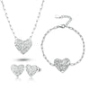 Wholesale Jewelry 925 Sterling Silver Love Heart Water Drop Bell Stud Earrings Necklace Bracelet Set Light Luxury Style Electroplated