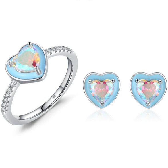 Wholesale Jewelry 925 Sterling Silver Love Water Drops Bell Pattern Inlay Zircon Women's Ring And Earrings