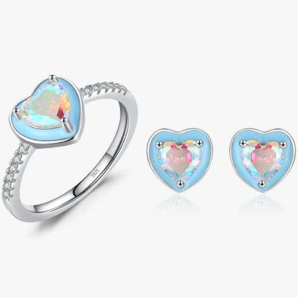 Wholesale Jewelry 925 Sterling Silver Love Water Drops Bell Pattern Inlay Zircon Women's Ring And Earrings