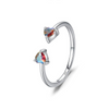 Wholesale Jewelry 925 Sterling Silver Love Zircon Heartshaped Open Ring And Bracelet Set For Women Lovely Style With Water Drops And Bell Patterns