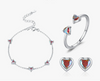 Wholesale Jewelry 925 Sterling Silver Love Zircon Heartshaped Open Ring And Bracelet Set For Women Lovely Style With Water Drops And Bell Patterns