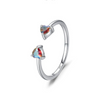 Wholesale Jewelry 925 Sterling Silver Love Zircon Heartshaped Open Ring And Bracelet Set For Women Lovely Style With Water Drops And Bell Patterns