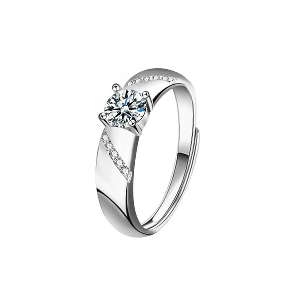 Wholesale Jewelry 925 Sterling Silver Moissanite Geometric Couple's Ring Set With Diamonds