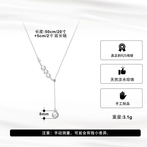 Wholesale Jewelry Sterling Silver Natural Freshwater Pearl Baroque Pendant Necklace With Geometric Pattern And Electroplating Treatment