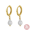 Wholesale Jewelry 925 Sterling Silver Natural Freshwater Pearl Baroque Pipa Beads Earrings Electroplated Geometric Style